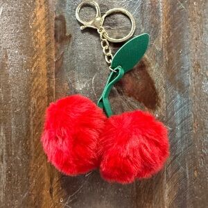 Ⓜ️Cherry Pom Pom Bag Charm/ Keychain NWT